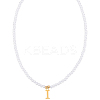 Imitation Pearl with Stainless Steel Pendants Necklaces NJEW-LP0001-51I-G-1