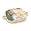 Brass Enamel Rectangle with Starfish Connector Charms KK-M308-08G-03-2