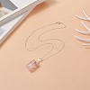 Natural Rose Quartz Geometry Pendant Necklace NJEW-JN04239-04-5