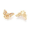 Brass Pave Clear Cubic Zirconia Links/Connector Charms KK-T077-69G-2
