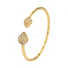 Teardrop Rack Plating Brass Cubic Zirconia Cuff Bracelets for Women BJEW-M040-03G-1