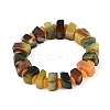 Natural Agate(Dyed & Heated) Square and Rondelle Resin Beaded Stretch Bracelets for Unisex BJEW-Q101-02B-2
