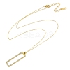 Ion Plating(IP) 304 Stainless Steel Crystal Rhinestone Rectangle Pendant Necklaces for Women NJEW-K276-19G-3