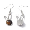 Natural Tiger Eye Rabbit Dangle Earrings EJEW-A092-05P-15-2