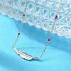 304 Stainless Steel Feather Link Bracelets for Women BJEW-A036-17P-4