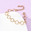 304 Stainless Steel Round Ring Link Chain Bracelets for Women BJEW-F536-02G-5