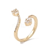 Clear Cubic Zirconia Snake Open Cuff Ring RJEW-B043-01-3