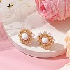 Flower Glass Seed Beaded with Natural Mashan Jade Stud Earrings for Women EJEW-MZ00208-02-2