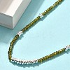 Faceted Rondelle Natural Peridot Beaded Necklaces for Women NJEW-M048-03-3