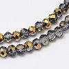 Faceted Rondelle Half Plated Electroplate Glass Beads Strands EGLA-M007-3mm-05-2