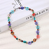 Bohemian Dyed Natural Shell Flat Round & Faceted Rondelle Glass Beaded Necklaces for Women LS-NJEW-S456-01-1