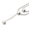 Non-Tarnish 304 Stainless Steel Round Snake Chains Double Layer Necklaces BJEW-K257-03P-3