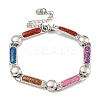 304 Stainless Steel Enamel Rectangle Link Chain Bracelets with Glitter Powder BJEW-S153-04P-01-1