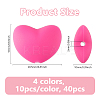 40Pcs 4 Colors Heart Food Grade Eco-Friendly Silicone Beads SIL-DC0001-77-2