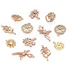 Cheriswelry 12Pcs 6 Style Brass Micro Pave Clear Cubic Zirconia Pendants KK-CW0001-04-2