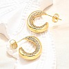 Brass Micro Pave Clear Cubic Zirconia Stud Earrings for Women EJEW-U056-04B-G-3