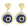 Real 18K Gold Plated Brass Enamel Dangle Stud Earrings Findings KK-B124-09G-02-4