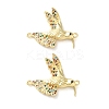 Rack Plating Brass Colorful Cubic Zirconia Bird Connector Charms KK-C084-14G-1