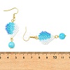 304 Stainless Steel with Glass Cylinder Seed Beads Hot Air Balloon Dangle Earrings EJEW-MZ00820-4