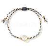 Handmade Flat Round with Cross Brass Resin Beaded Adjustable Bracelets RY0918-4-1