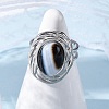 Oval Natural Banded Agate Finger Rings RJEW-M063-01P-18-2