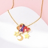 304 Stainless Steel & Plastic Colorful Cloud Moon Star Pendant Necklaces for Women NJEW-U032-01G-3