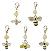 5Pcs Bee Alloy Enamel Pendant Decorations HJEW-JM01728-1