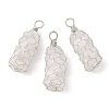 Rack Plating Copper Wire Wrapped Natural Quartz Crystal Chip Big Pendants G-C130-01P-03-1