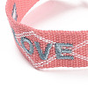 Word Love Polycotton(Polyester Cotton) Braided Bracelet with Tassel Charm BJEW-F429-06-2