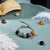 Natural Brecciated Jasper & Yellow Jade & Tiger Eye & Indian Agate & Black Agate(Dyed & Heated) European Beads G-NB0001-42-3