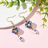 Handmade Flower Printed Porcelain Dangle Earrings EJEW-MZ00751-1
