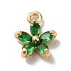 Brass Cubic Zirconia Flower Charms LS-KK-O141-01G-06-1