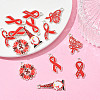 14Pcs 6 Styles No To Drugs Red Awareness Ribbon Theme Alloy Enamel Pendants ENAM-FS0003-47-5