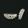 3 Holes Moon Silver Tone Brass Middle East Rhinestone Bridge Spacers X-RB-RSB024NF-2-1