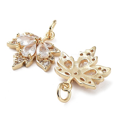 Rack Plating Brass Clear Cubic Zirconia Pendants KK-B078-02G14-01-1