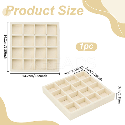 16-Slot Microfiber Jewelry Display Trays AJEW-WH0031-15B-1
