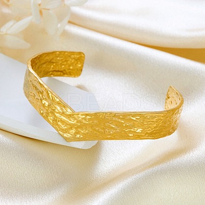 Summer 304 Stainless Steel Cuff Bangles for Women Men BJEW-F511-02G-1