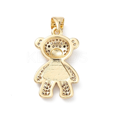 Rack Plating Brass Micro Pave Clear Cubic Zirconia Pendants KK-L155-62G-1