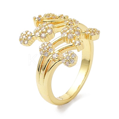 Flower Cuff Rings for Women Girl Gift ZIRC-C021-01G-1