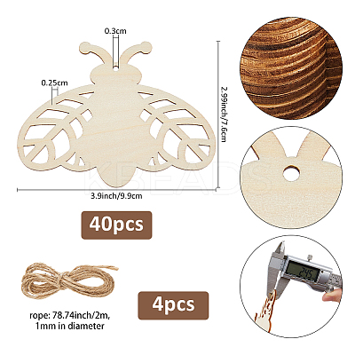 40Pcs Moth Unfinished Blank Wooden Pendants Set for Painting Arts AJEW-FH0006-65-1