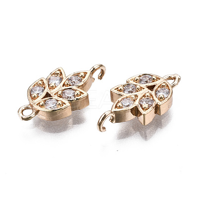 Brass Micro Pave Clear Cubic Zirconia Links Connectors KK-S359-157-RS-1