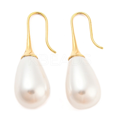 Plastic Pearl Teardrop Dangle Earrings EJEW-C067-23D-G-1