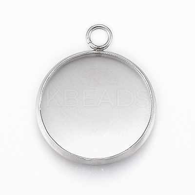 Tarnish Resistant 304 Stainless Steel Pendant Cabochon Settings STAS-E146-18P-16mm-1