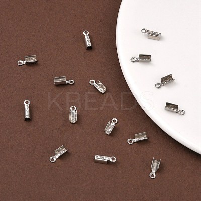 Tarnish Resistant 201 Stainless Steel Fold Over Crimp Cord Ends STAS-R055-08-1