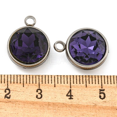 304 Stainless Steel Glass Rhinestone Charms STAS-E052-56A-1