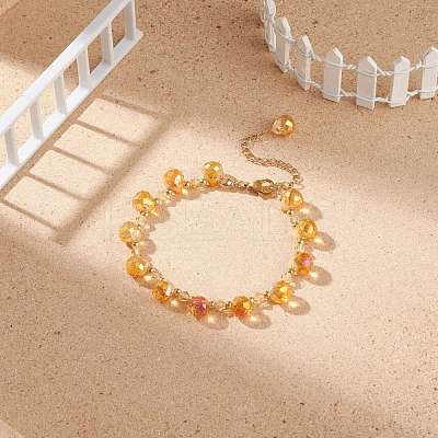 Imitation Austrian Crystal Glass Teardrop Beaded Bracelet BJEW-TA00171-02-1