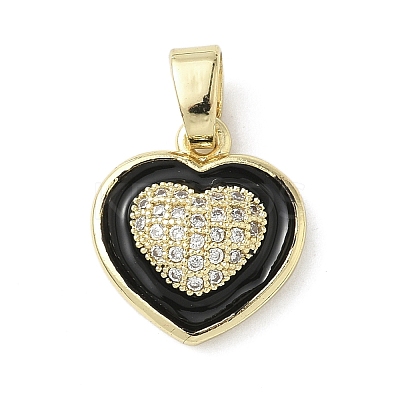 Brass Micro Pave Cubic Zirconia Enamel Pendants KK-L248-21G-1