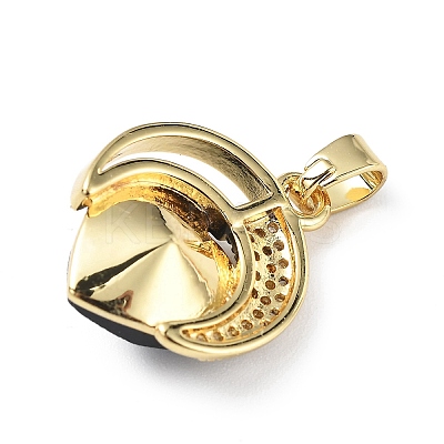 Real 18K Gold Plated Rack Plating Brass Micro Pave Clear Cubic Zirconia Pendants KK-C015-20G-09-1