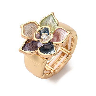 Zinc Alloy & Enamel Stretch Finger Rings for Women RJEW-M101-01B-G-1