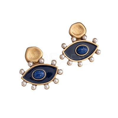 Eye Alloy & Enamel & Natural Lapis Lazuli Dangle Stud Earrings FS-WGFBACA-01-1